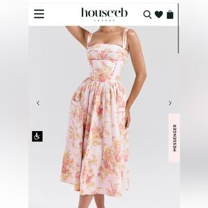 House of CB Vivien peach POPPY PRINT COTTON MIDI SUNDRESS